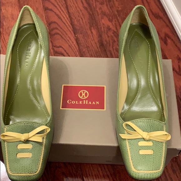 Cole Haan Shoes - COLE HAAN adorable square toe green pumps Green is the in color now for Spring